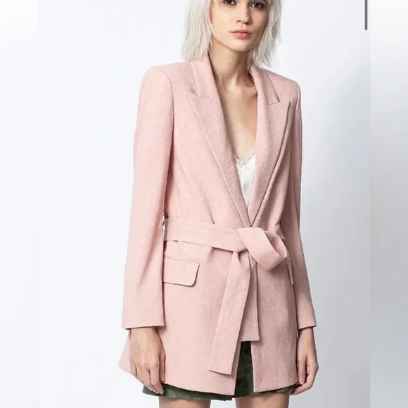 NEW NWT ZADIG & VOLTAIRE Vita Jac Mandala Jacket blush blazer size Large - Picture 6 of 9